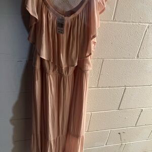 Chic Blush Ruffle Maxi Dress